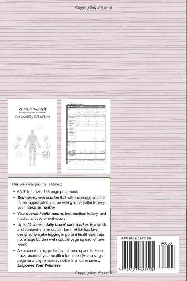Reinvent yourself for Healthy Intestines | Wellness Journal: Entero/ digestive excretory system health journal/ daily tracker to feel appreciated and ... for a Healthy Life, Wellness Journal) image 2 of 2 B097SLWH25