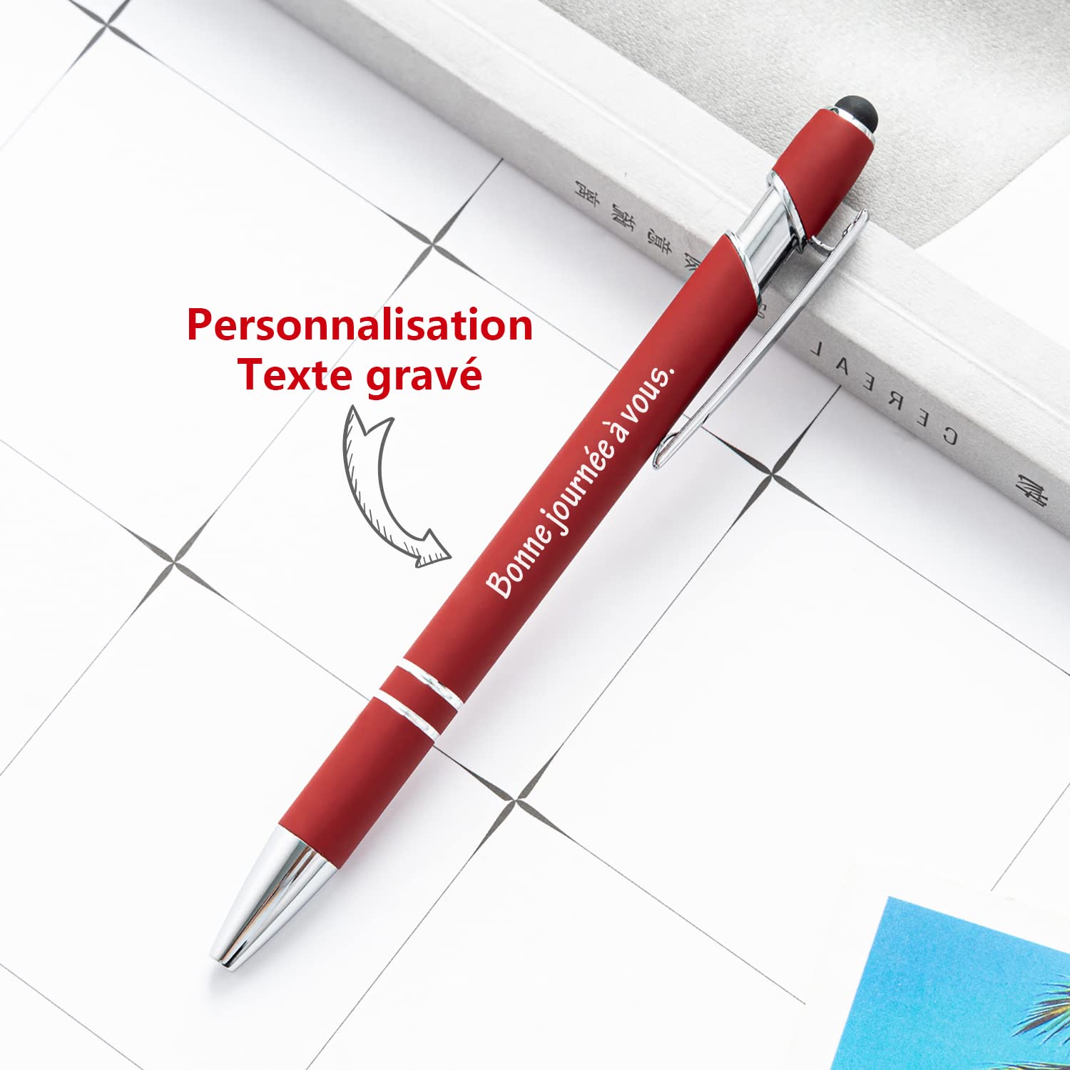 Brocade Creek 60 personalised ballpoint pens with names, with soft touch screen pens, dual purpose pens for study office - Image 2