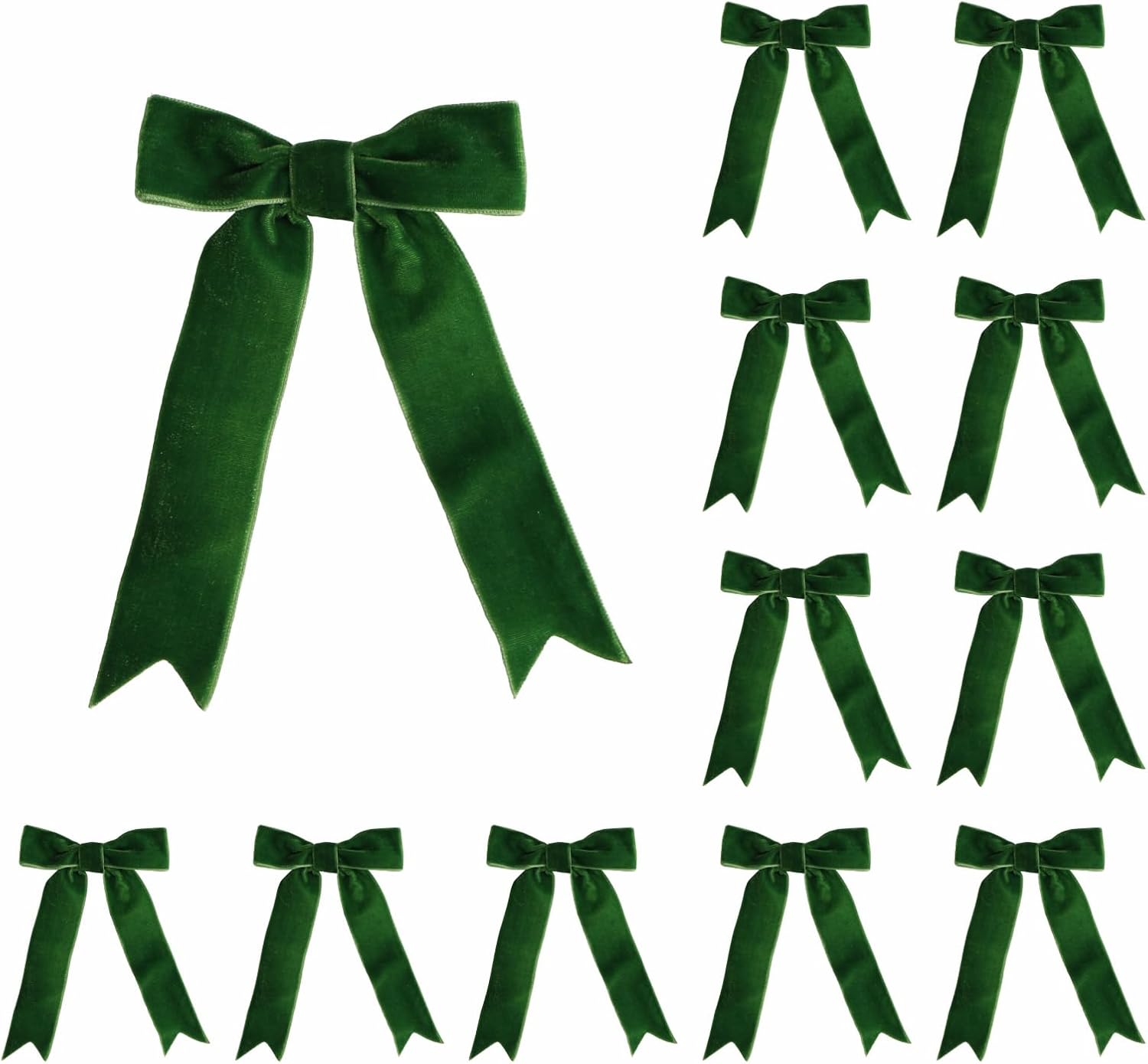 12 Pcs Dark Green Velvet Bows with Twist Tie 3.5 Inch Pre-Tied Vintage Christmas Velvet Ribbon Bows for Treat Bags Gift Wrapping Basket Wedding Baby Shower Brithday Party
