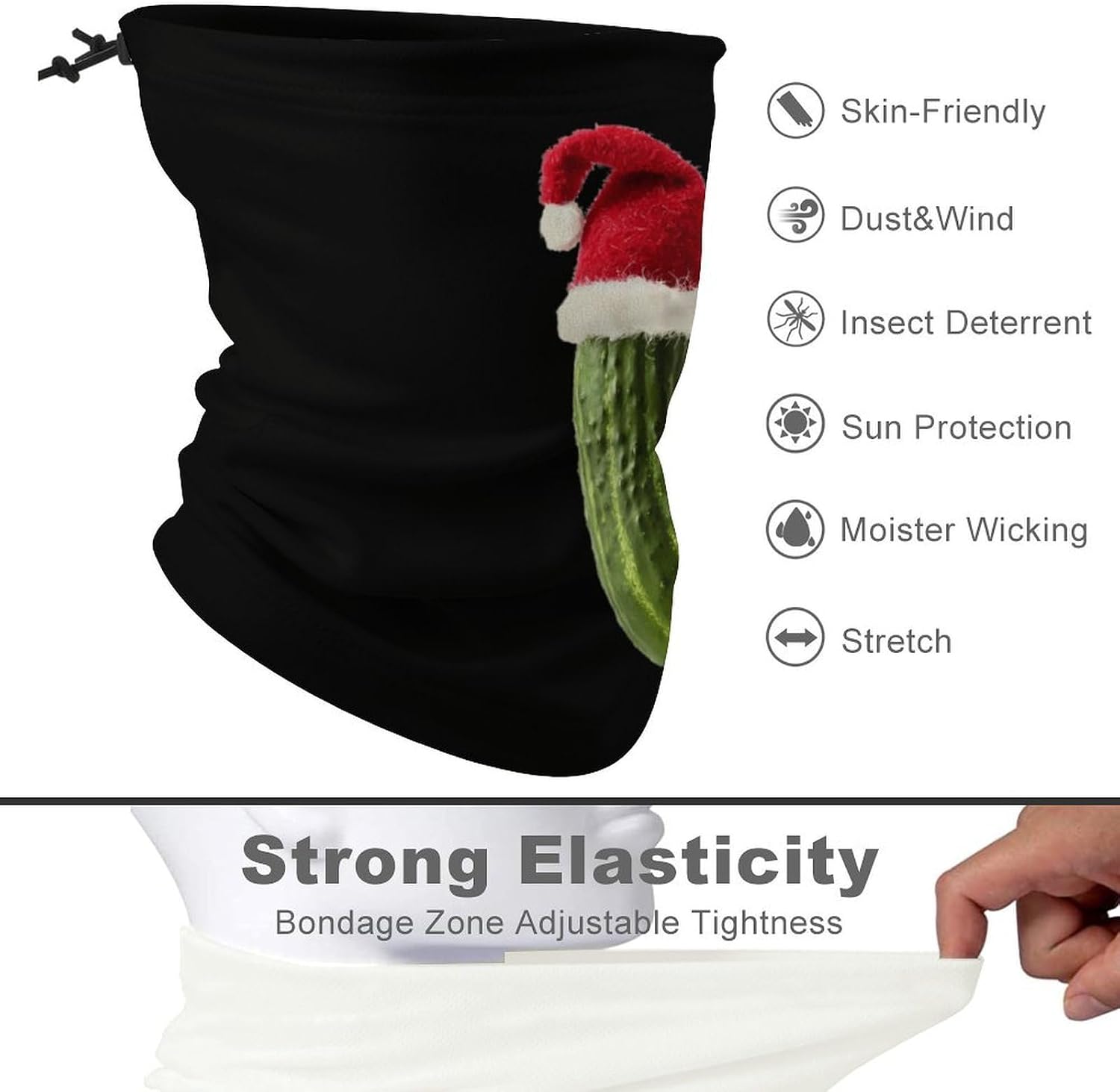 Christmas Pickle Unisex Neck Gaiter Face Scarf Cover Sun Hoods for Outdoor Hiking Skiing