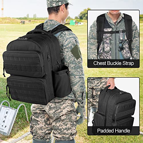 GOBUROS Taktischer Pistolenrucksack für 4 Handfeuerwaffen und 12 Magazine, Schießstandrucksack mit TSA-Schloss und gepolsterten Schultergurten zum Schießen und Jagen