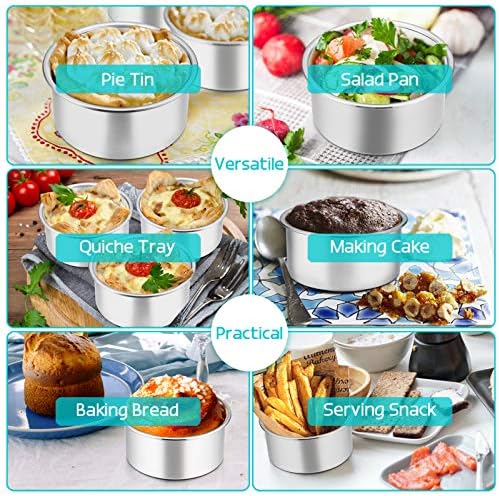 Homikit 4 Inch Cake Tin, Stainless Steel Round Cake Tin Mould Set of 4, Christmas Birthday Wedding Mini Cake Baking Pan Bakeware Set, Healthy & Durable, One Piece Design, Dishwasher Safe