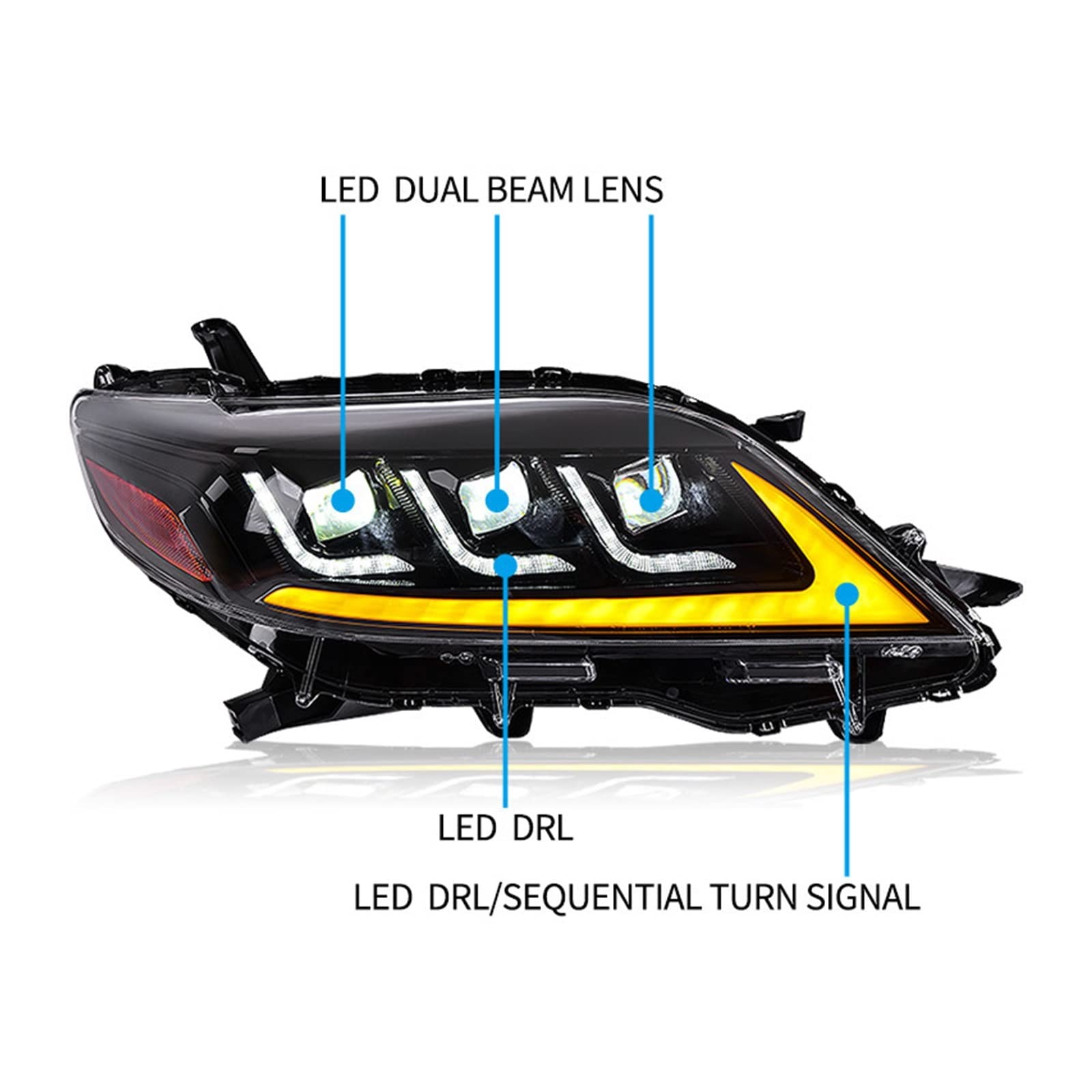 Amazon | ヘッドライトアセンブリ トヨタ シエナ 2011-2020 LED DRL
