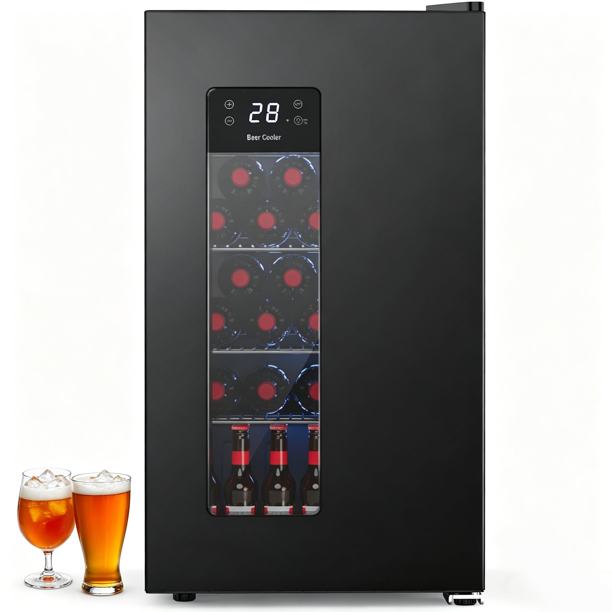 Electactic Beer Cooler 3.2 Cuft, 130 Can Beverage Refrigerator with Adjustable Shelves, Accurate Temperature 20°F-50°F Even Cooling for Home Bar, Game Day, Mancave, Black