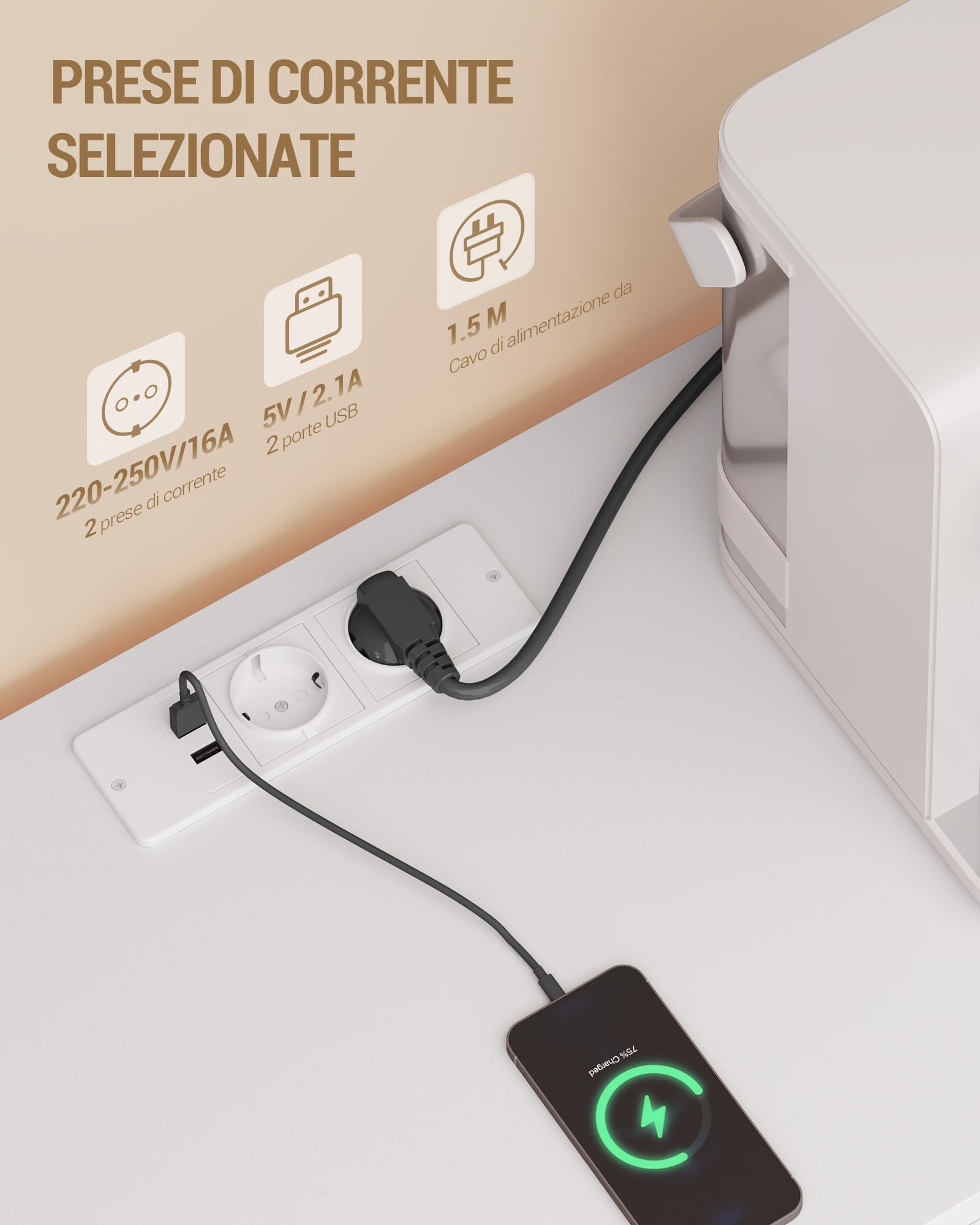 Hzuaneri Credenza Cucina, Mobile Cucina con 4 Cassetti, 4 Ante Scorrevoli, Presa Elettrica e Illuminazione a LED, Ripiani Regolabili, stile Moderno, per Cucina, Soggiorno, 40 x 140 x 85 cm, Bianco