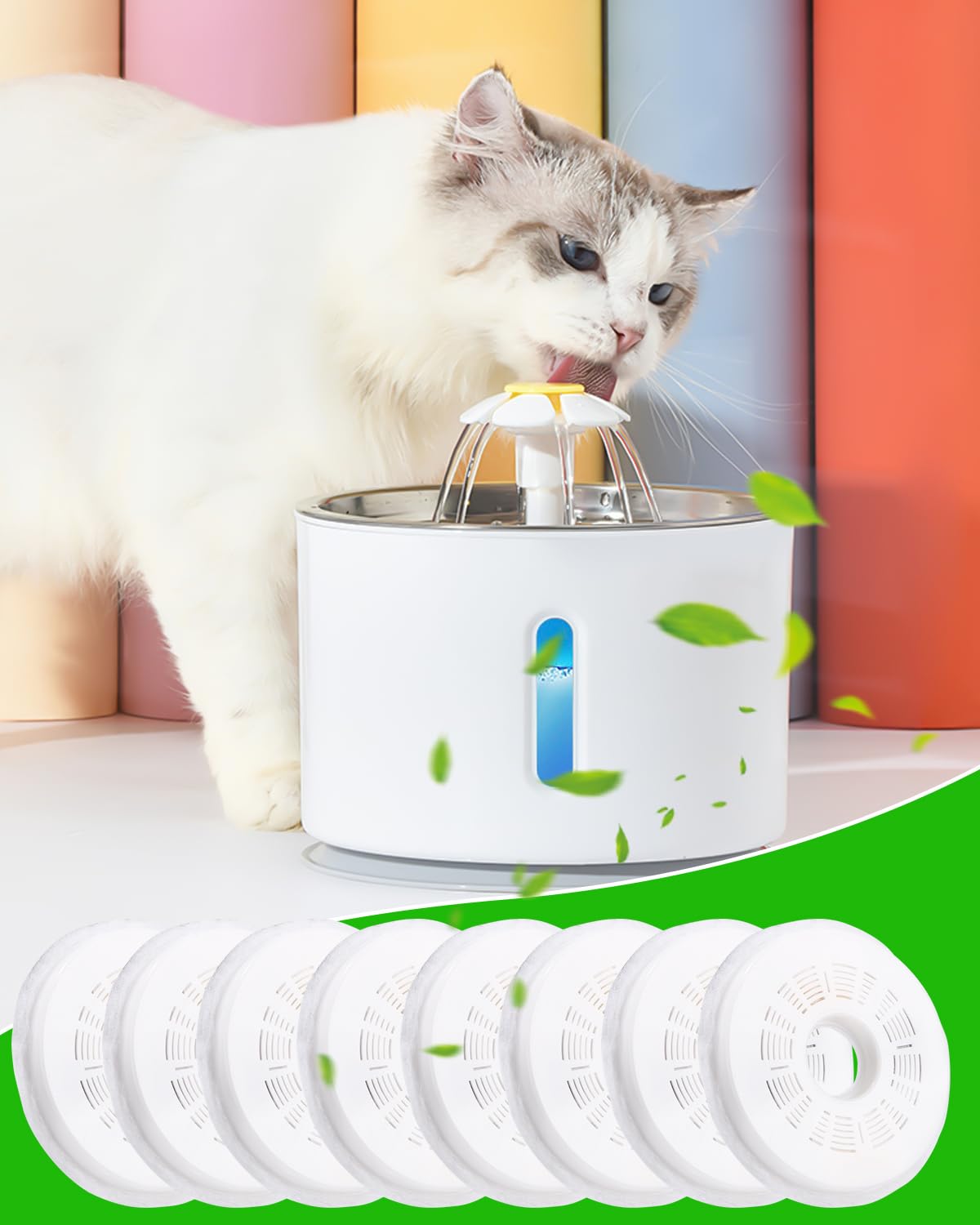 10-Pack Cat Water Fountain Filters - Compatible With 3L Dispensers, Gravity-Fed With Carbon & Resin