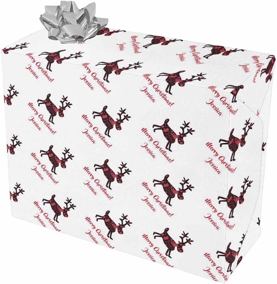 MyPupSocks Custom Merry Christmas Santa Hat Black Wrapping Paper Happy Birthday Wrapping Paper for Kids Girls Women Adults Boys Men 5 Rolls 58"x 23"