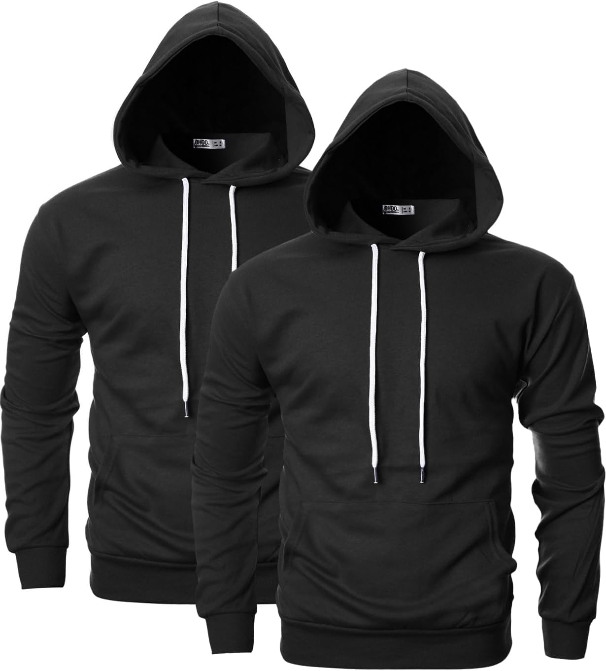 Ohoo Mens Slim Fit Plain Pullover Hoodies Soft Cotton Fabric Sweatshirt Lightweight Long Sleeve with Kanga Pocket