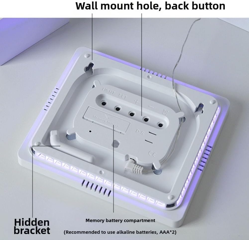 Electronic RGB Color Changing Clock With Adjustable Brightness And Auto Light Sensor For For Room Use(white)