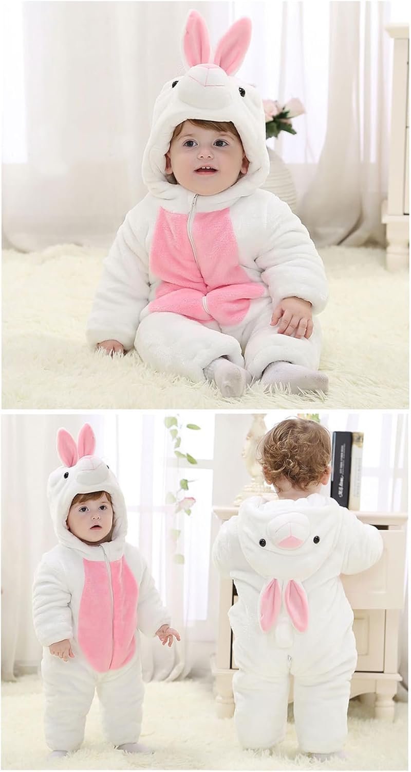 CuteOn Toddler Halloween Costume Onesie Cosplay Romper Christmas Infants Baby Costume White Bunny 12-18 Months - Image 5