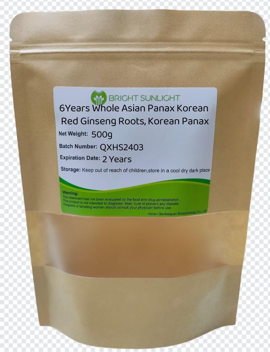 6~7 Years Whole Asian Panax Korean Red Ginseng Roots, Korean Panax 500g