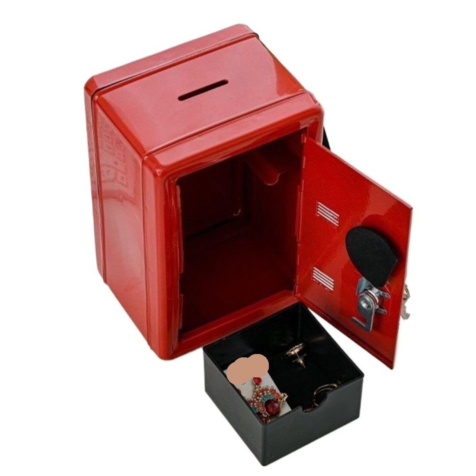 Caisse à monnaie Boîte décorative avec verrouillage par mot de passe, Mini coffre-fort en métal(Pink)