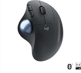 Logitech Ergo M575 Wireless Trackball, Ergonomic Comfort Design, Optical Wireless up to 33 feet 2000 DPI, Bluetooth Technology - 910-005869 (Black) (Renewed)