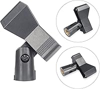 Vista 7 de 2 clips de micrófono, soporte de clip de micrófono ajustable para soporte de micrófono, abrazadera de soporte de micrófono para micrófonos de mano
