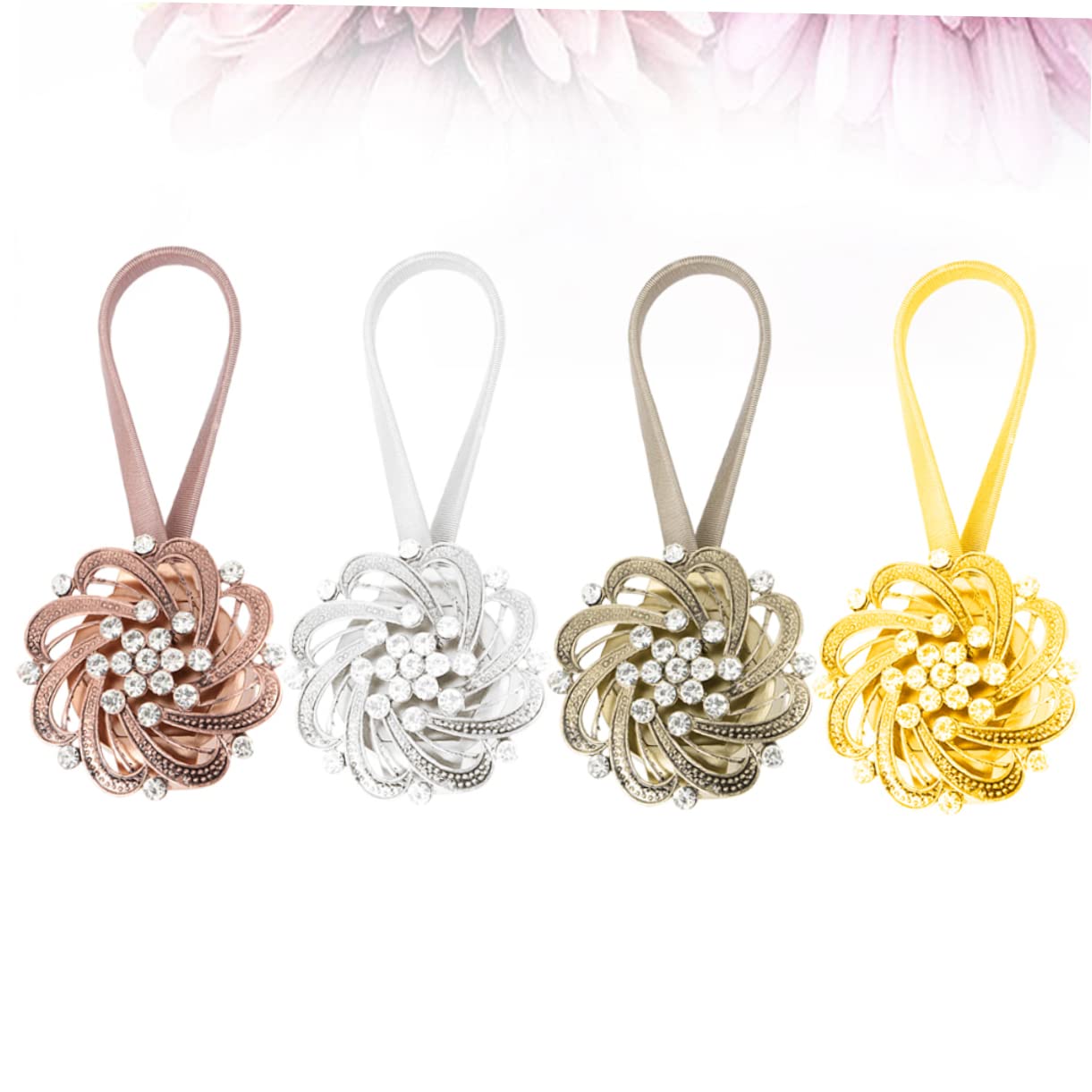Amosfun 4 Embrasses Magnétiques pour Rideaux en Alliage, Fermoir en Strass, sans Perçage, pour Salon et Studio