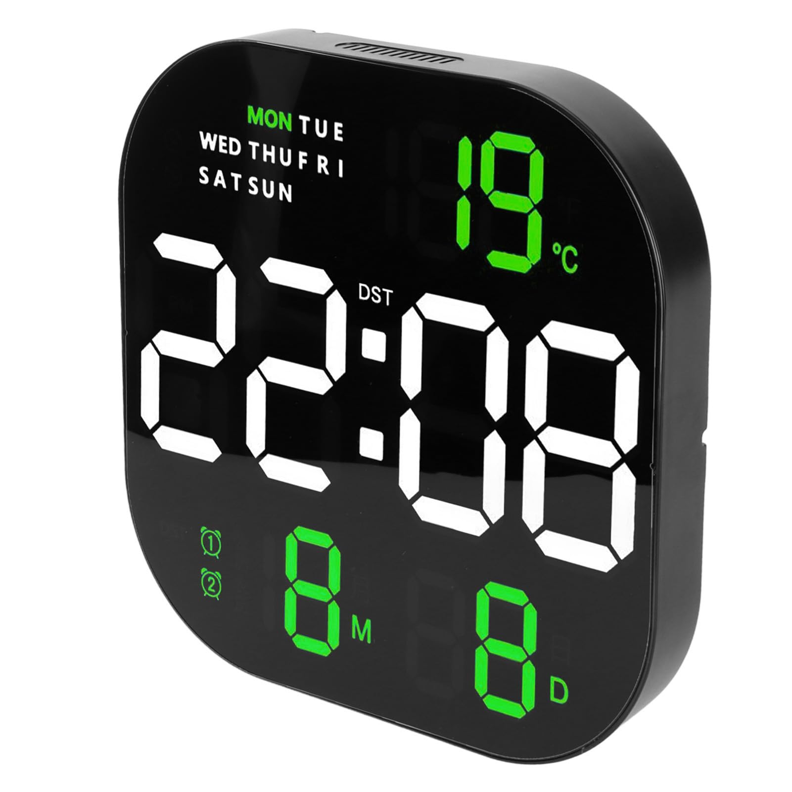 AUNMAS Reloj de Pared Digital LED, Reloj Electrónico de Pantalla Grande de Plástico con Control Remoto, Visualización de Temperatura, Fecha y Hora, Pantalla HD de 22,7 Cm, para Estudio, Sala de (Luz