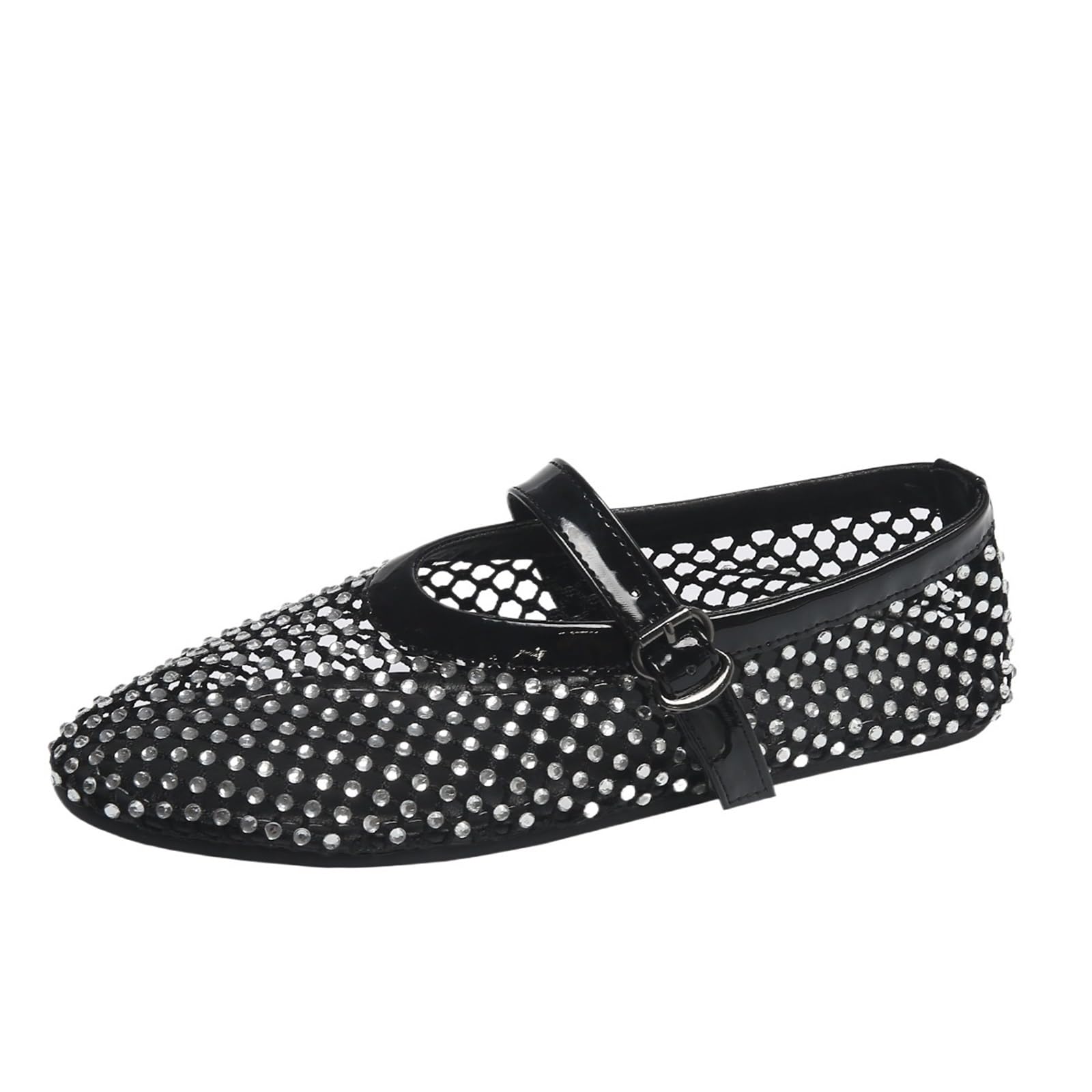 Frauen Wohnungen Mode Ballett Kristall Schuhe Sommer Frau Strass Weich Und Atmungsaktiv Mesh Sandalen Für Damen