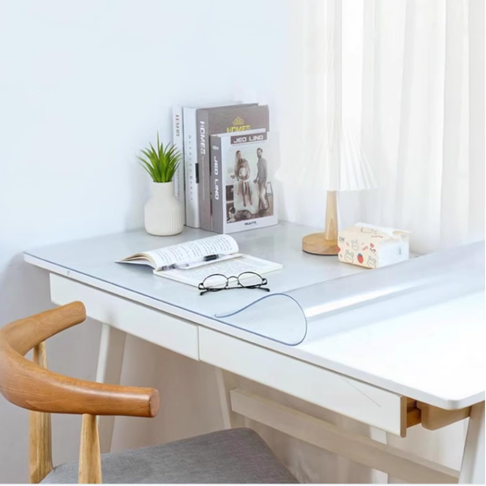 Zhaomi Transparent Frosted Table Protector, 1.5mm Plastic Table Cover, Waterproof and Easy To Wipe Transparent PVC Table Protector, Suitable for Dining Table/coffee Table (80x135cm/31x53in)