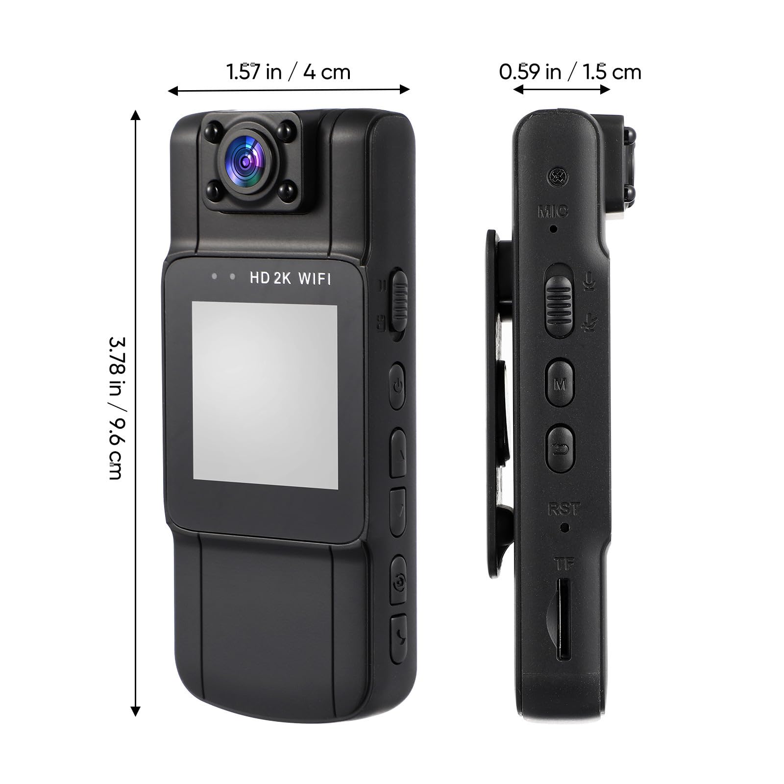 Toyvian Caméra Corporelle Portable 2k avec Écran, Objectif Rotatif 170°