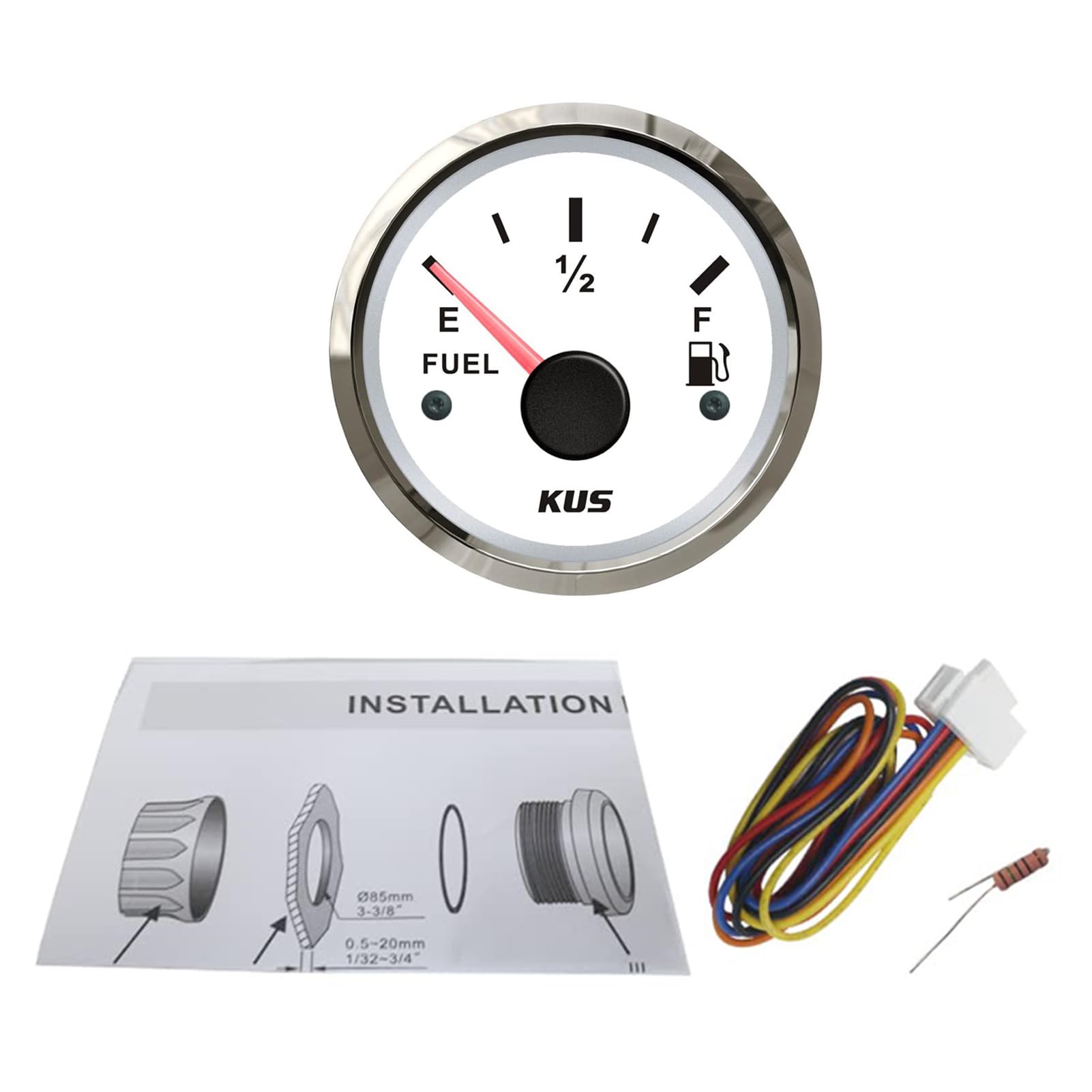 52mm Fuel Level Gauge Gas Meter 0-30 Ohms Black For Car Truck Marine RV US STOCK - Foto 5