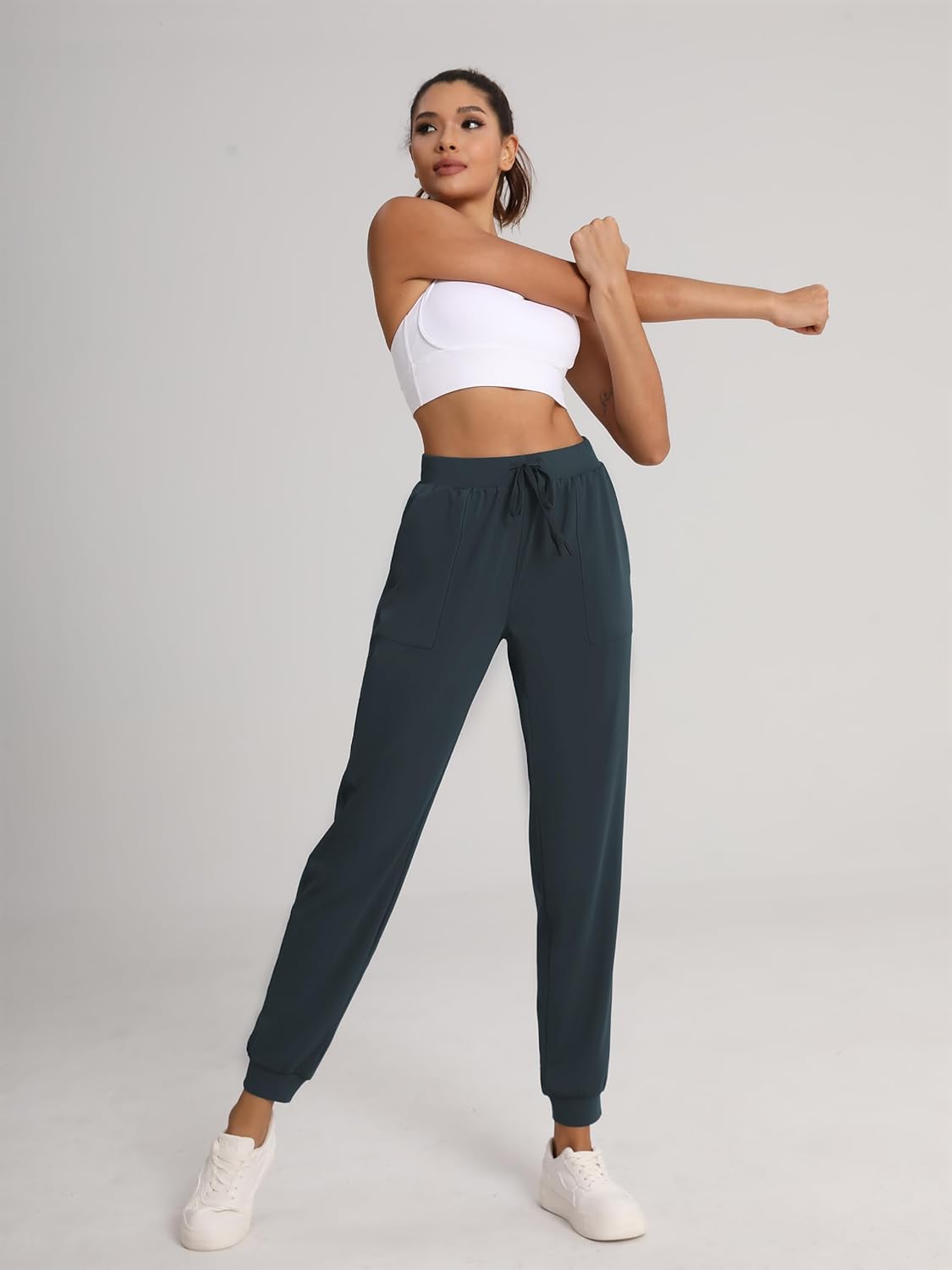 Women's 31"/33"/35"/37" Tall Inseam Joggers Running Sweatpants Pockets Tapered Athletic Workout Lounge Pants - Image 3