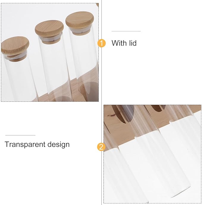 Set de 4 Tubos de Vidrio para Almacenar Café con Soporte de Madera miniatura 4