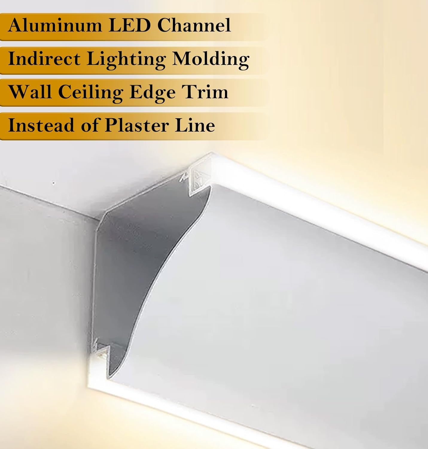 Aluminum LED Ceiling Crown Moulding 3.5"x3.5" Cornice Diffuser, 118" Indirect Lighting Channel, Dual LED Light Fixture for Home Decor, Wall Corner Accent Lighting