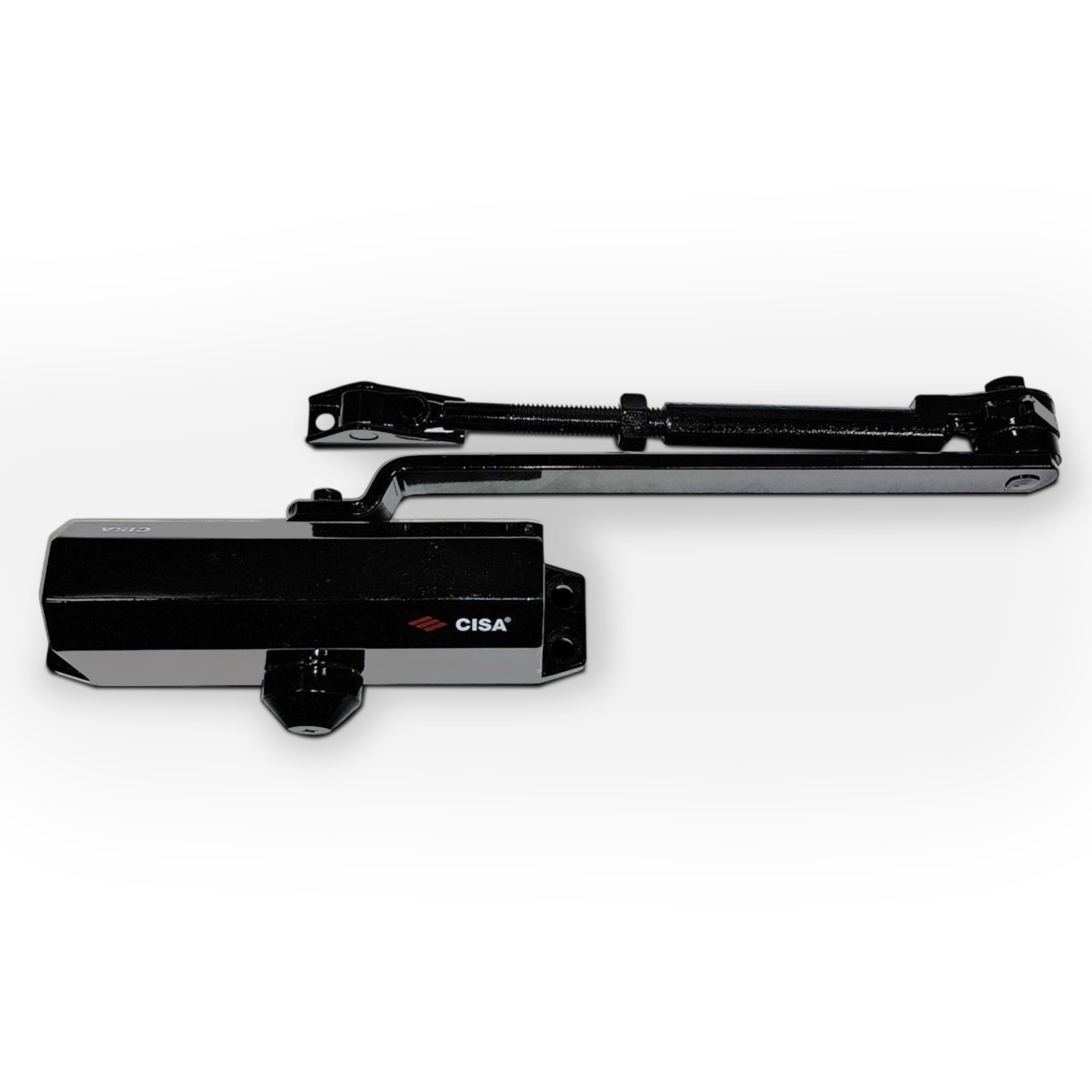 CISA - Chiudiporta CISA a Cremagliera con Arresto 16047103044 Serie 604 - Chiudiporta con Velocità di Chiusura Regolabile - Chiudi Porta per Porte Max 80 kg - Nero