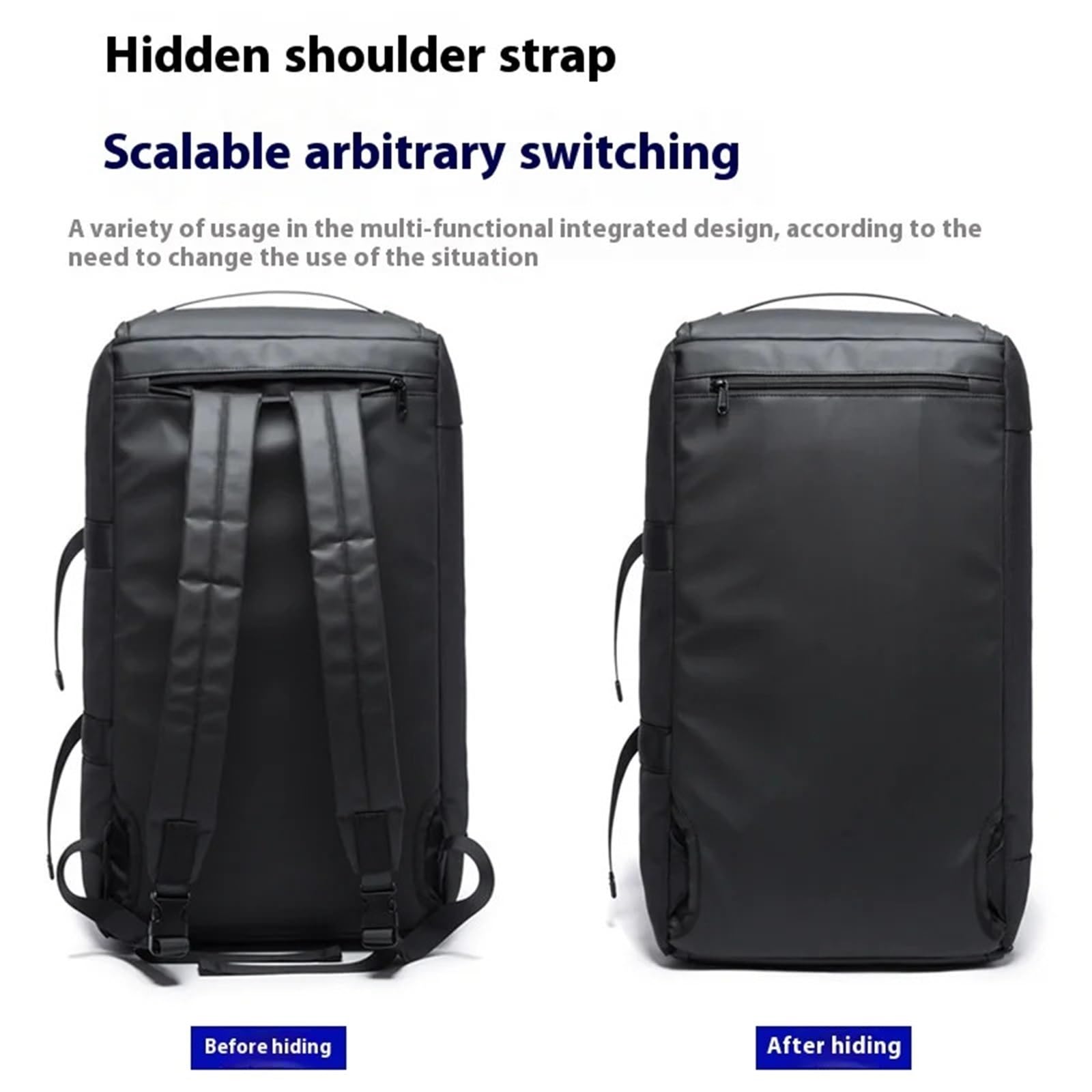 Maleta multifunción para hombre, grande, antimanchas, bolsa de viaje para equipaje de mano, negro, Talla única
