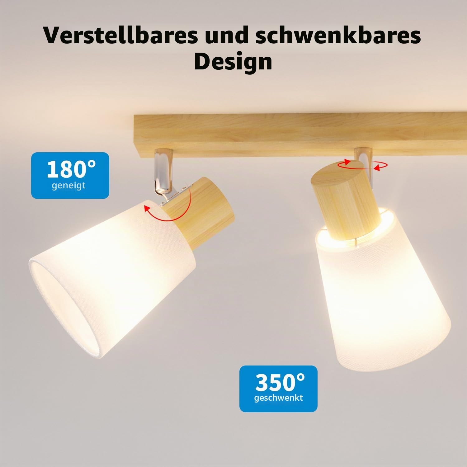 LVWIT Deckenlampe Deckenleuchte 4 Flammig GU10 Deckenstrahler Deckenspot 350° Schwenkbar Lampe Wandstrahler E14 Fassung MAX 40W für Schlafzimmer Wohnzimmer Küche, Ohne Leuchtmittel