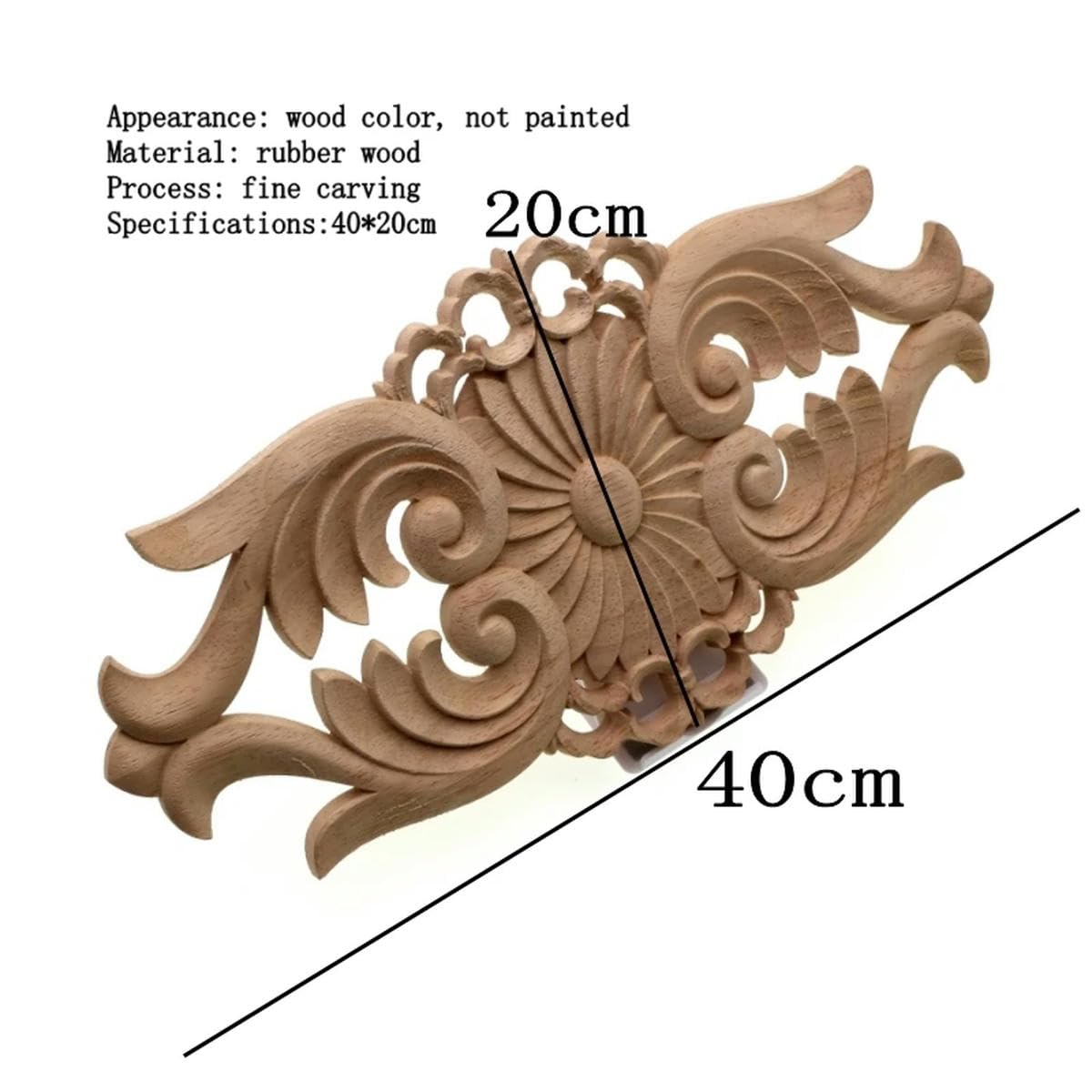 Drewniane rzeźbione Onlay rzeźba w drewnie aplikacja meble z litego drewna akcesoria dekoracyjne drzwi serce kwiat rzeźbione długie elementy 40 * 20 cm