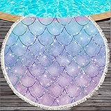 MATERIAL: La toalla de playa redonda de gran tamaño está hecha de microfibra, suave, absorbente de agua y de secado rápido, no se preocupe por las arrugas.