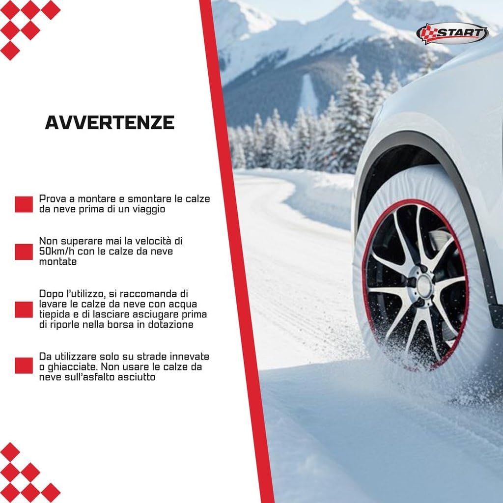 Start Chaussettes de neige taille M adaptées pour voitures SUV et véhicules commerciaux n'endommagent pas les jantes et faciles à monter