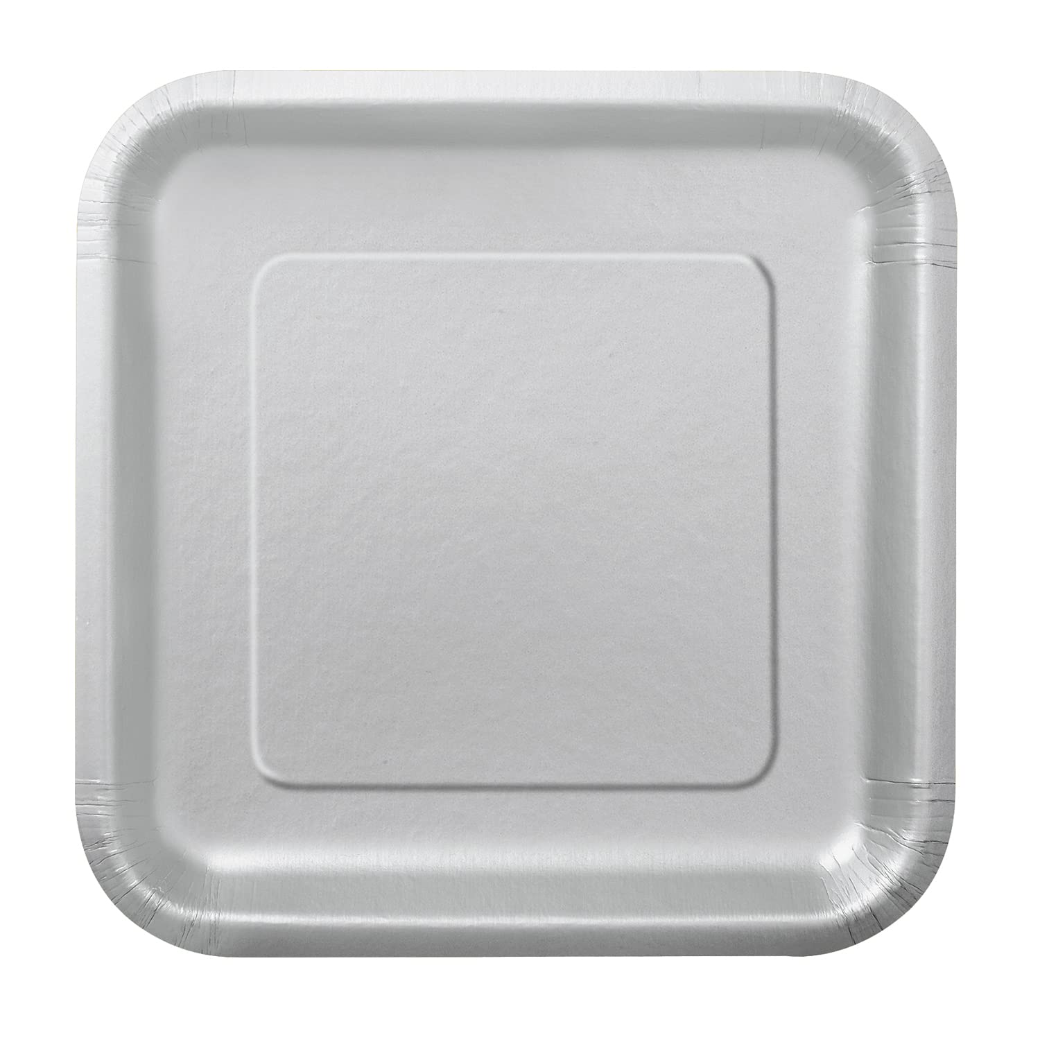 Trimming Shop 9" Heavy Duty Square Dessert Plates Silver Disposable Plates 23cm, 14 Pack - Colour Themed Paper Tableware for BBQs, Weddings, Anniversary, Birthday, Multipurpose Occasions โ image 1