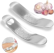 2Pcs Garlic Press Stainless Steel, Garlic Mincer with Bottle Opener, Garlic Crusher Can Be Used for Pressing Garlic, Potatoes, Ginger, etc.