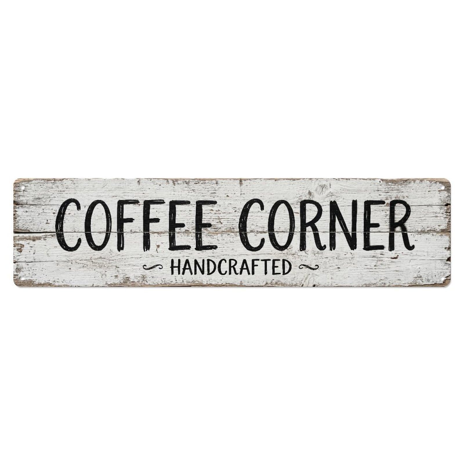 Coffee Corner Farmhouse Decor Metal Tin Skinny Sign Plaque Wall Decor for Cafe, Club Bar, Office, Home Garden Metal Poster 4x16Inch