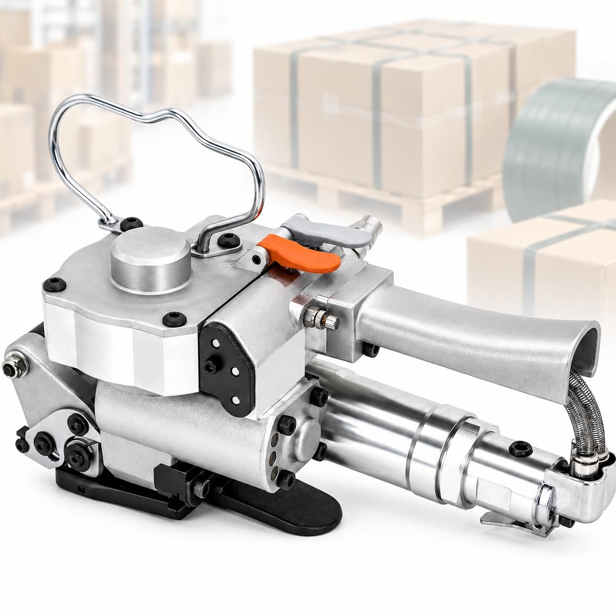 Reggiatrice Integrata da 13-25 Mm, Tensione Massima 3500 N, Reggiatrice Pneumatica da 0,5-0,8 Mpa, Strumento di Reggiatura Pneumatico, per Tensionamento Senza Fibbia, 13-19mm