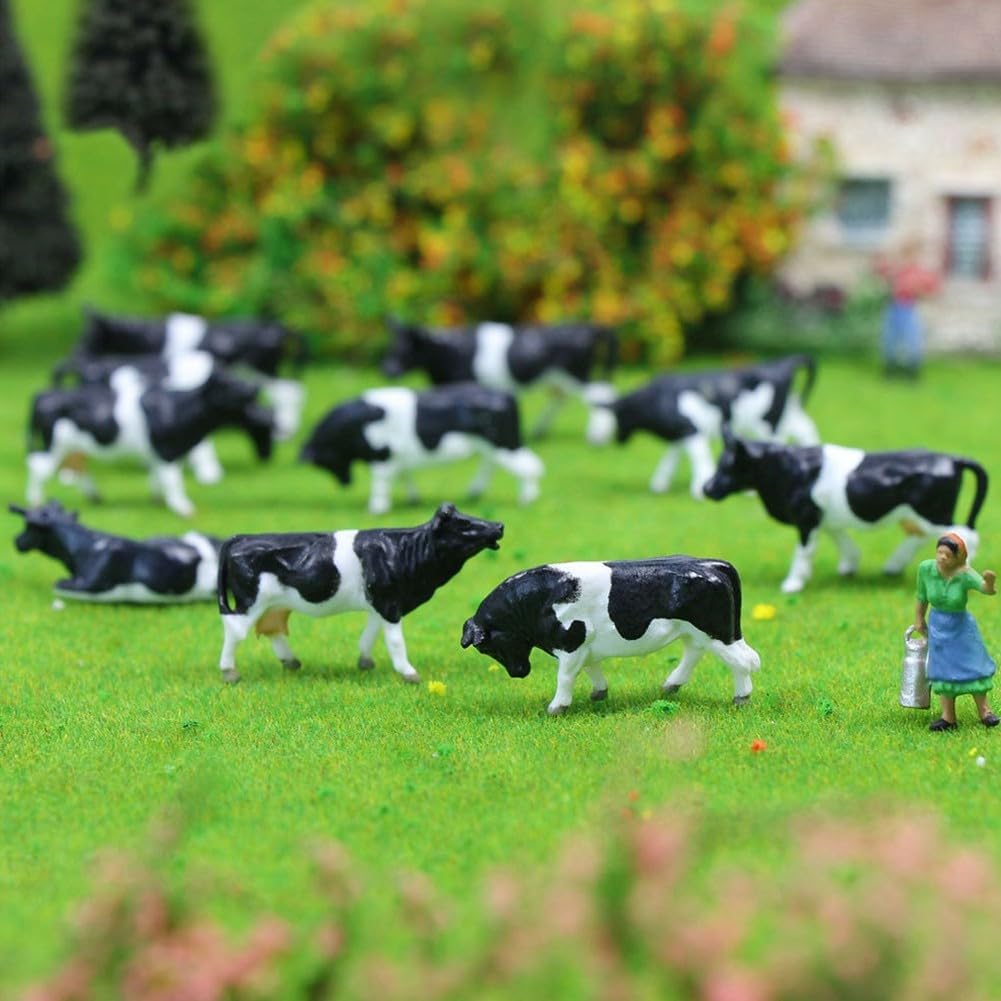 Lot de 60 figurines de vache à l'échelle N, idéales pour les modèles réduits de chemin de fer et le design, fabriquées en plastique