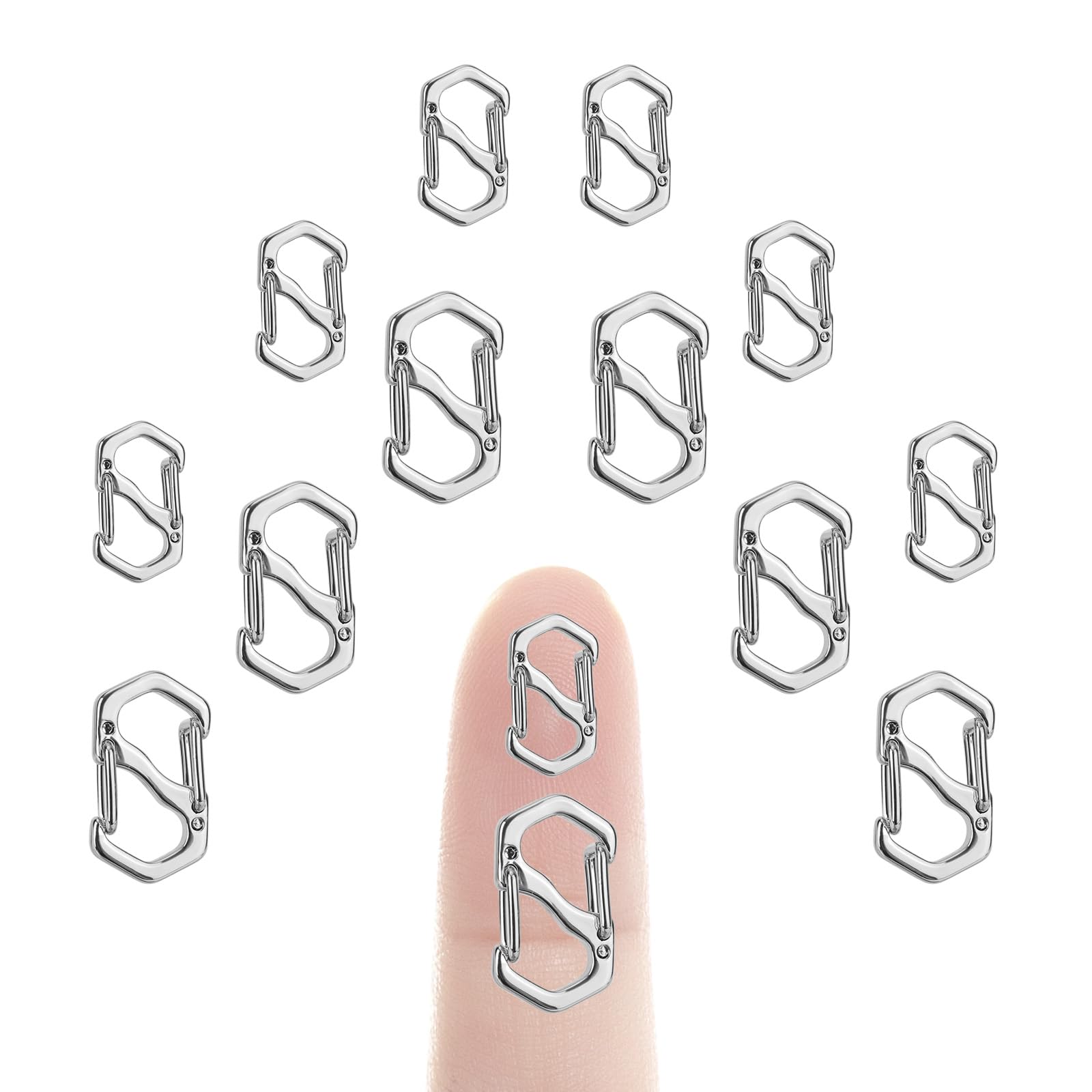 Chiusura a Moschettone a Doppia Apertura in Acciaio Inossidabile, Accorciatore per Collana e Bracciale, Fermagli per Gioielli Fai da Te (Argento) 12 Pezzi