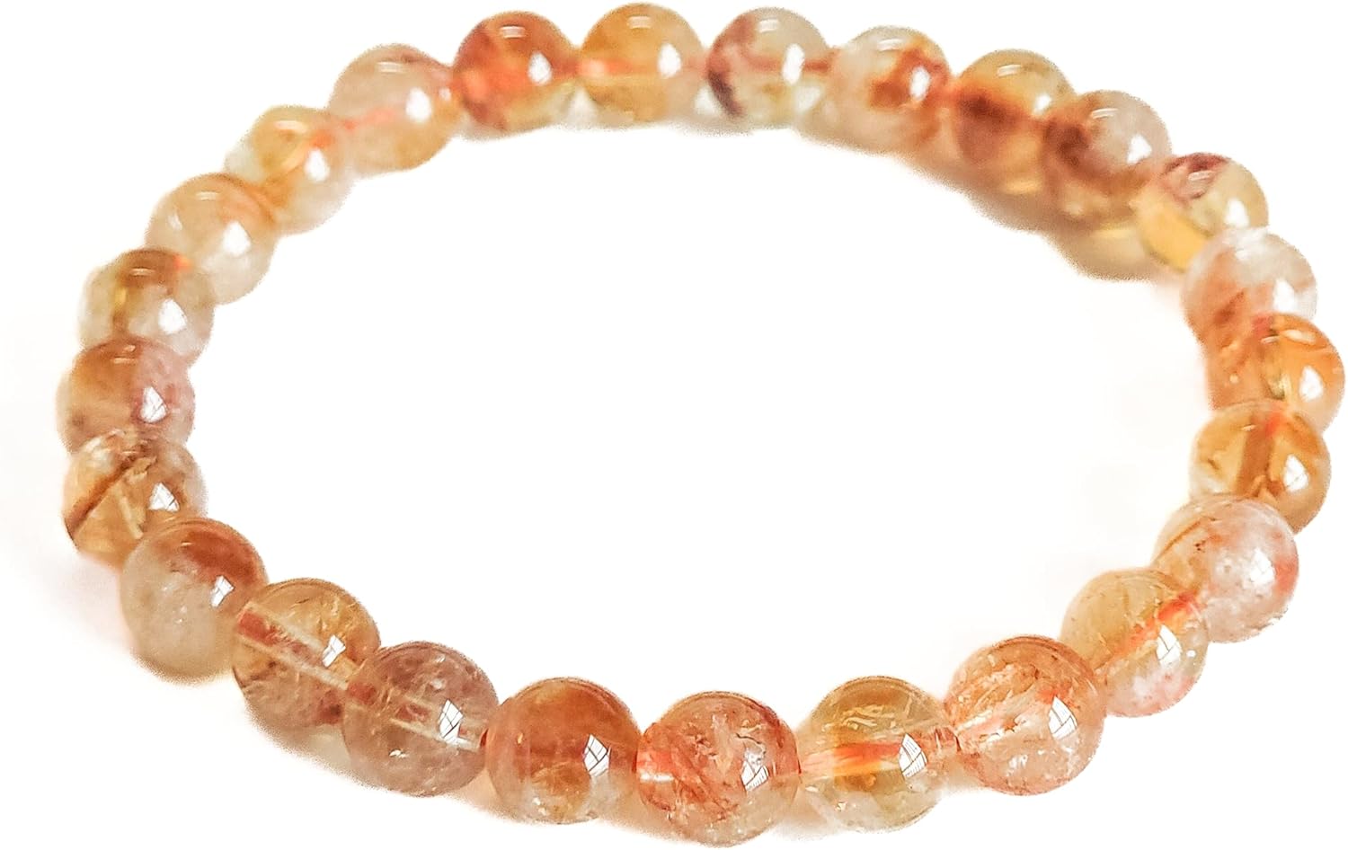 Silan's Natural Yellow Phantom Quartz Bracelet with Lucky Card, Golden Crystal Stretch Gift for Women, Elastic Adjustable Healing Jewelry
