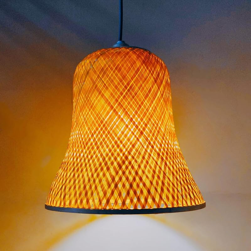 CRAFTCANE Hanging Lamps for Livingroom Home Decoration Cane Lamp Shades Hanging Lamp Bamboo Lights Balcony,10Dx11H Inch, (Wire & Holder Not Included) Pack of 1-image-6