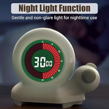 Visual Timer, LED Display Screen Custom Countdown with Gentle Night Light & Silent Operation for Time Management