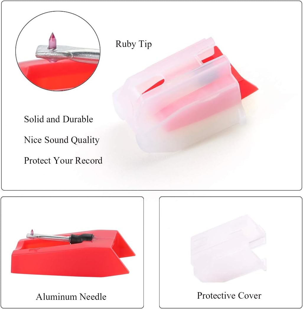 Best Record Player Needle Replacement Universal, 1 Turntable Record Player Cartridge Replacement with 5 Ruby Diamond Replacement Stylus for Jensen/Ion/Crosley/LP/Phonogragh by HOWRIN