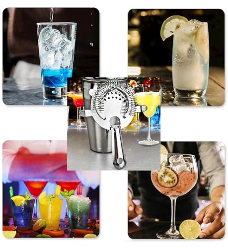 4-Prong Cocktail Strainer for Drinks, Stainless Steel Bar Strainer for Bartending, Drink Sieve Strainer Bar Tools Accessories for Home Bartenders (3 Pack) - Thumbnail 7
