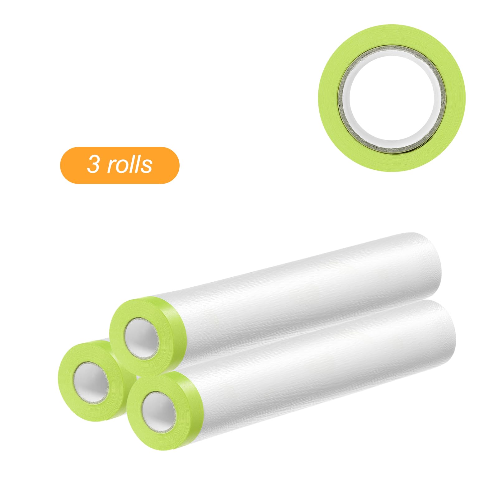QUARKZMAN 3 Rotoli di Pellicola Mascherante Pre-Incollata 118.1" x65.6ft Nastro e Telo in Plastica per Pittura con Nastro Pellicola Protettiva per Copertura Pittura Automobilistica, Verde
