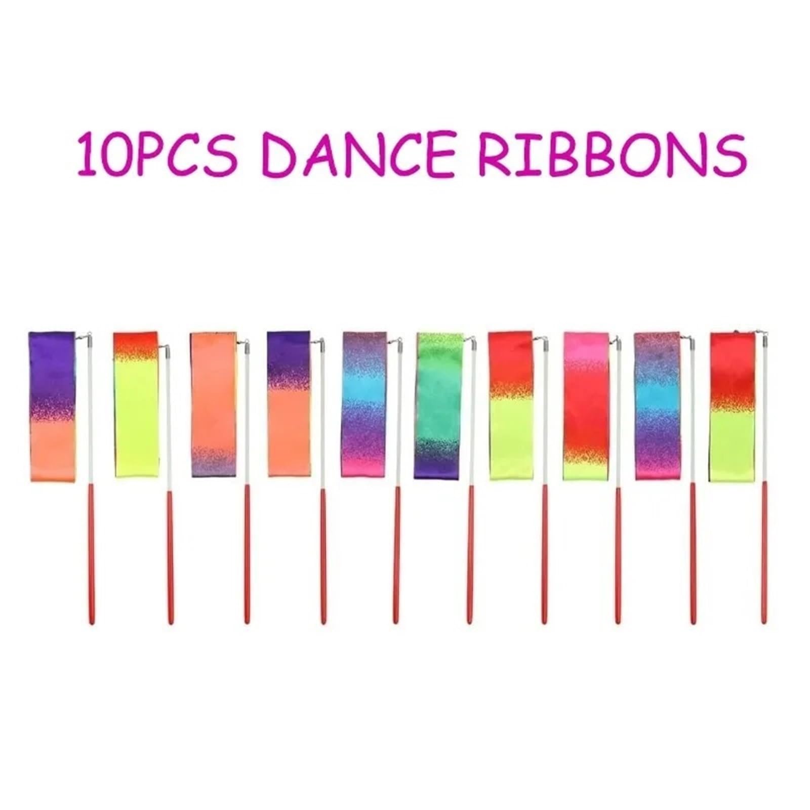 Nastro Ritmica 10/20 Pezzi 2 m Nastri Colorati for Danza in Palestra Bacchette da Ballo Attrezzatura for Ginnastica Ritmica Bastone Balletto Streamer Asta Girevole