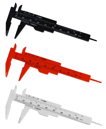 3Pcs Mini Plastic Vernier Caliper 80mm, Double Scale Measuring Tool | Durable Plastic, Measures Small Objects Inside Outside Step Depth, Easy-Read, Portable 0-3 Inch, Accuracy 0.05mm1/128in