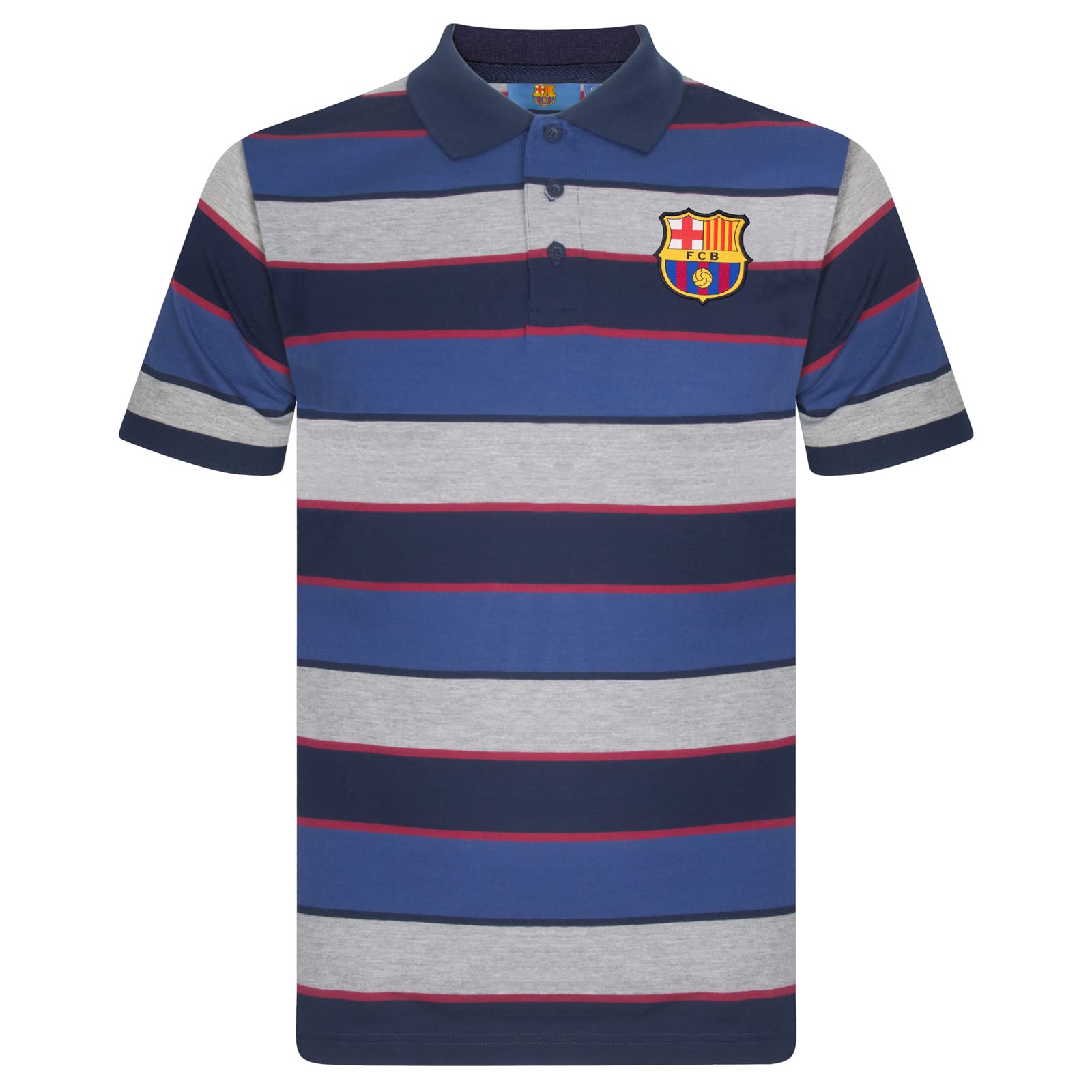 FC Barcelona Official Football Gift Mens Striped Polo Shirt XL Blue