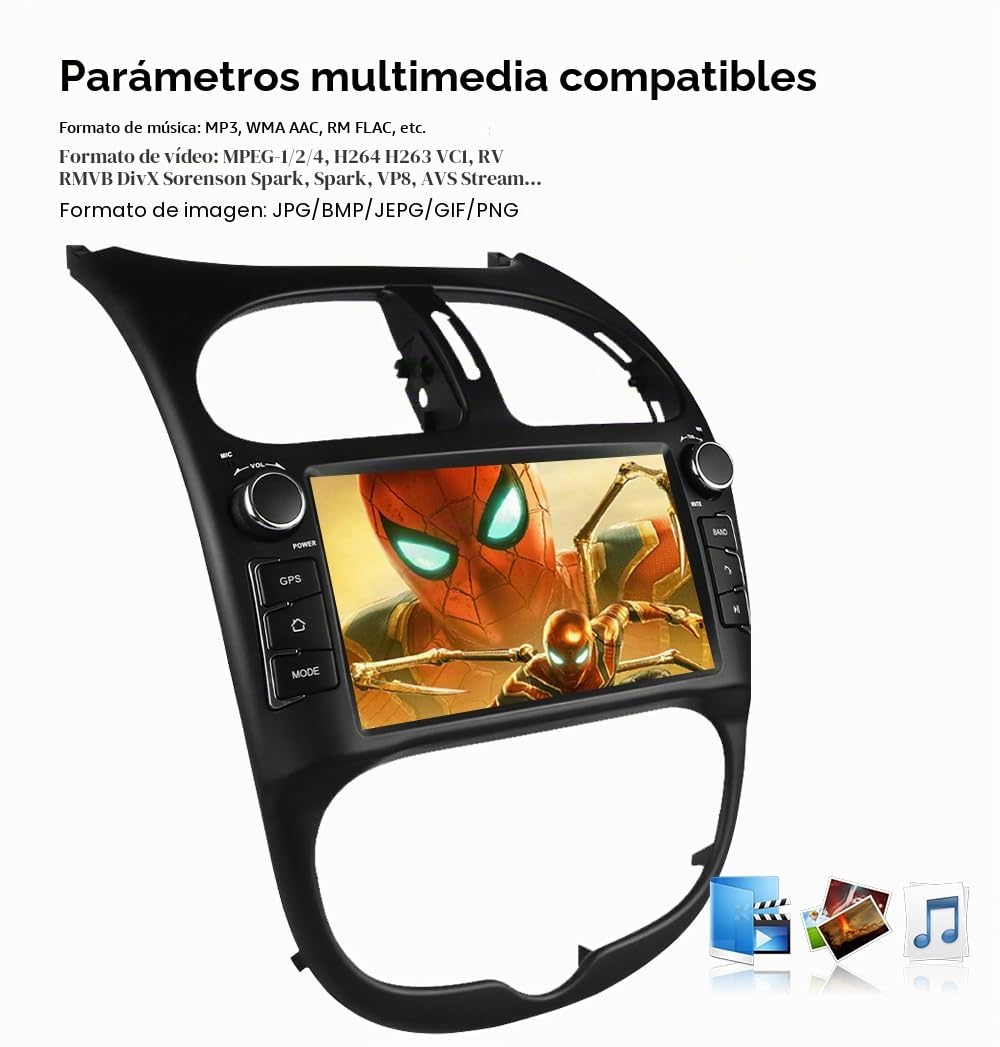 Ossuret - Radio de Coche para Peugeot 206 206CC 206SW (2000-2008), 7 Pulgadas Android 14 Pantalla táctil 2+32GB navegación GPS con Carplay Android Auto WiFi Bluetooth USB