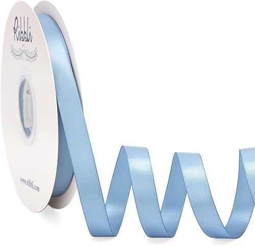 Miniatura 30 de Ribbli Cinta de satén marrón Turftan de doble cara, 1/2 pulgada x 50 yardas, cinta marrón claro para envolver regalos, manualidades, decoración